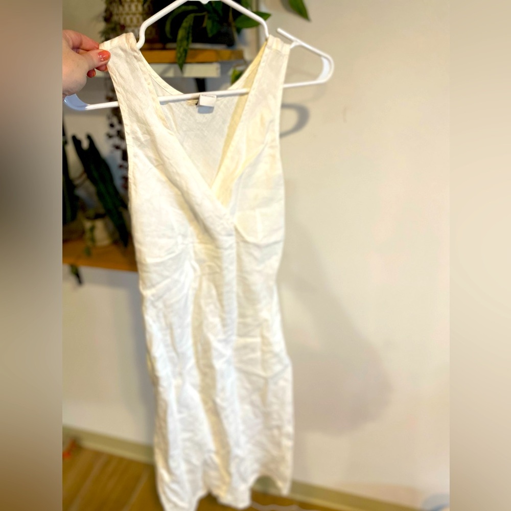 White Linen Sleeveless Dress